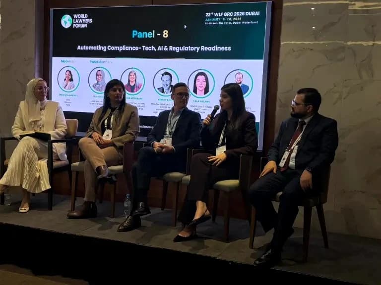 Panelists discussing legal issues at WLF Dubai 2026