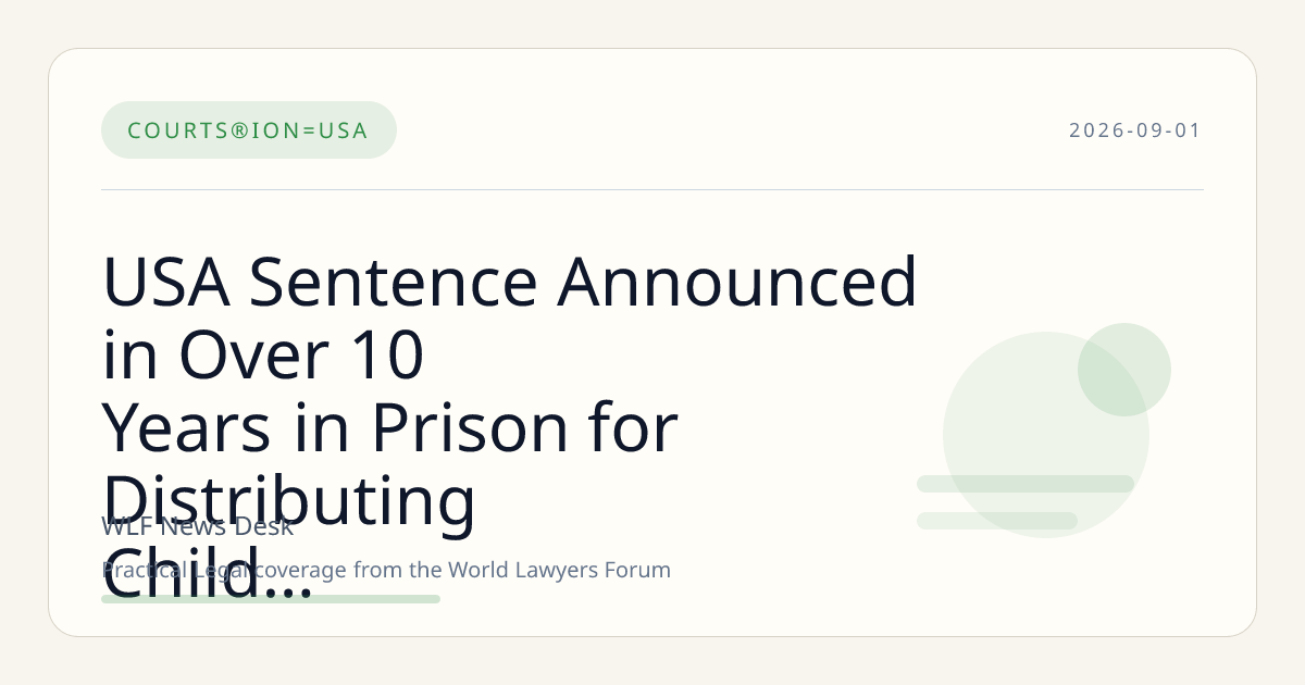 USA Sentence Announced in Over 10 Years in Prison for Distributing Child Sexual Abu… Case
